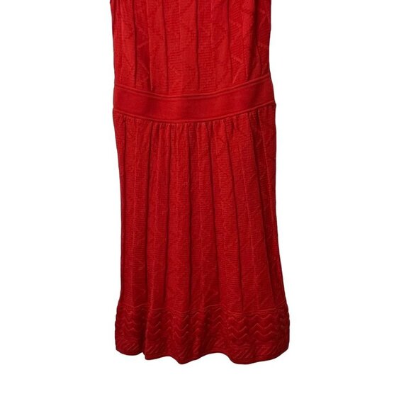 M by Missoni Red Zig Zag Bow Shoulder Knit Dress Fully Lined Size Small - Picture 9 of 13